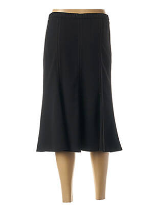 Jupe mi-longue coupe droite évasée sur le bas noir FRANCE RIVOIRE femme