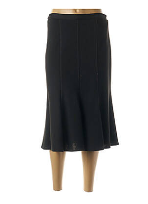 Jupe mi-longue coupe droite évasée sur le bas noir JUMFIL femme