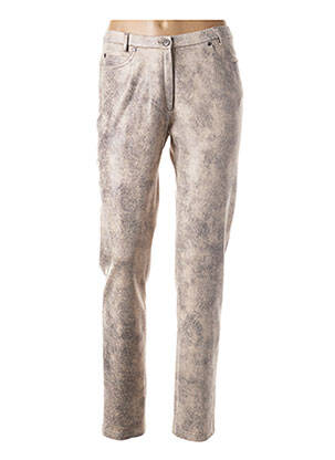 Pantalon droit fermeture zippée sous rabat boutonné taille normale beige MERI & ESCA femme