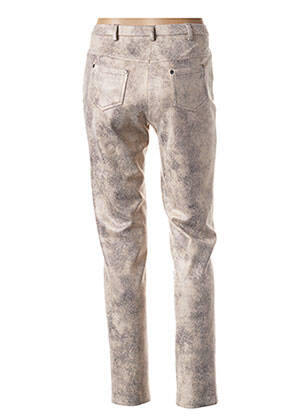 Pantalon droit fermeture zippée sous rabat boutonné taille normale beige MERI & ESCA femme