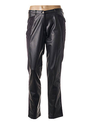 Pantalon droit fermeture zippée sous rabat boutonné taille normale noir MERI & ESCA femme