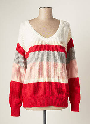 Pull col v manches longues rouge I.CODE (By IKKS) femme