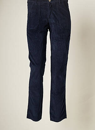 Pantalon droit fermeture zippée sous rabat boutonné taille normale bleu ATELIER BOHÈME femme