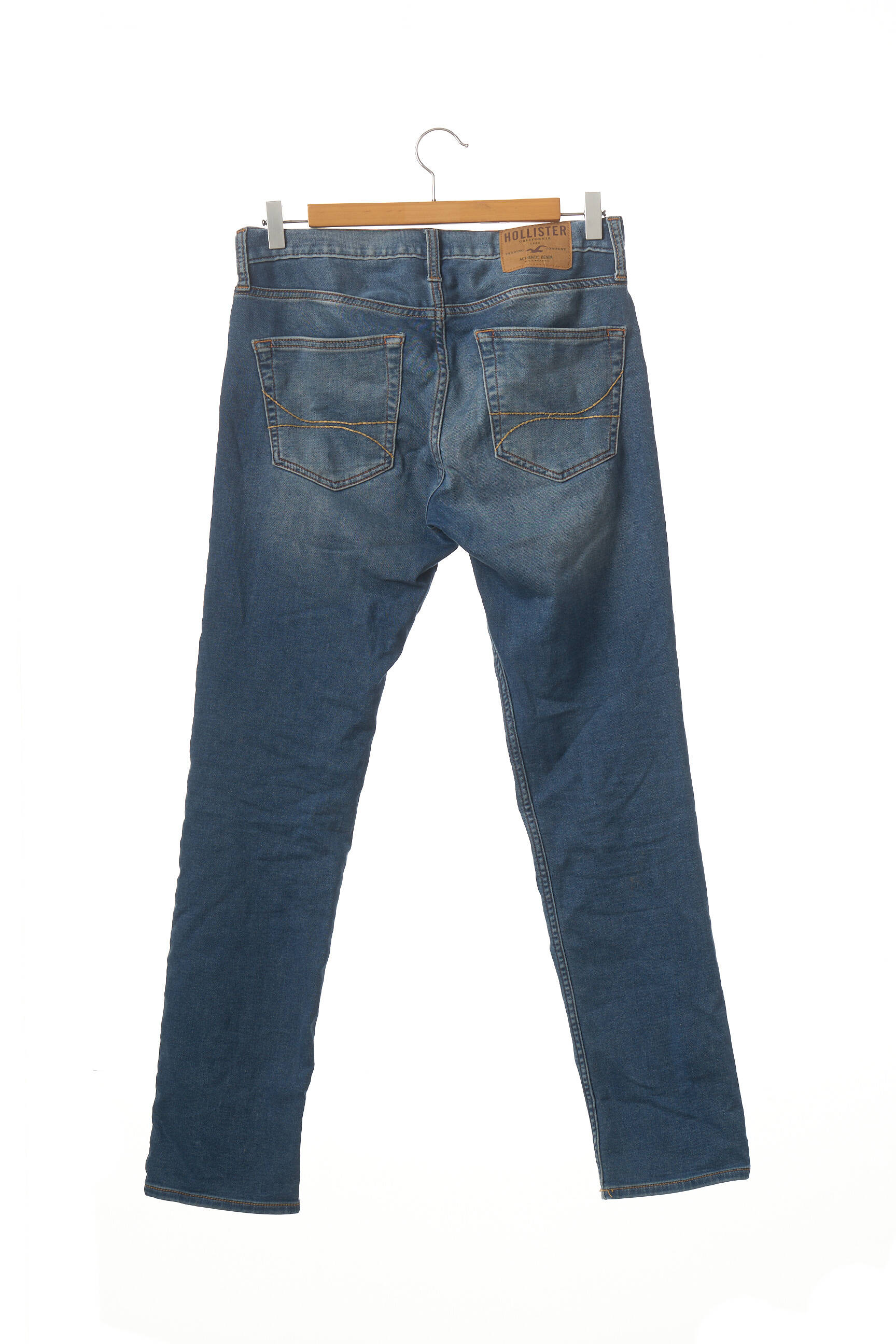 HOLLISTER Jeans coupe slim de couleur bleu en soldes pas cher  1825814-bleu00 - Modz