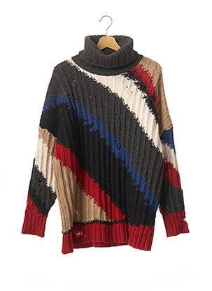 Pull tunique col roulé manches longues gris LALA femme
