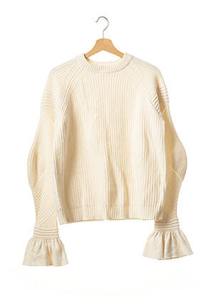 Pull finition bords-côtes manches longues beige MANOUSH femme