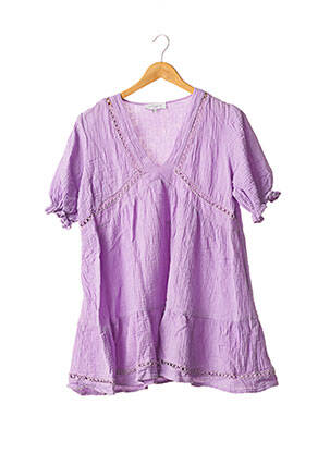 Robe courte manches courtes manches courtes violet OPULLENCE femme