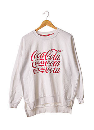 Sweat-shirt finition bords-côtes manches longues blanc COCA-COLA femme