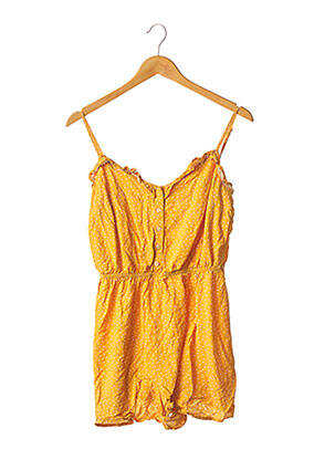 Combishort fermeture boutonnée sur le devant fines bretelles jaune BERSHKA femme
