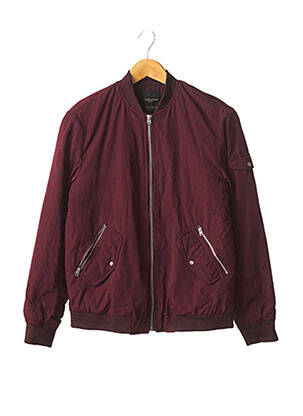 Blouson finition bords-côtes rouge ZARA femme