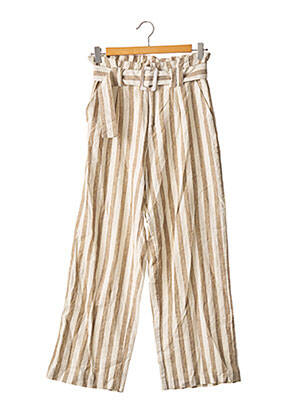 Pantalon droit taille à pinces beige STRADIVARIUS femme