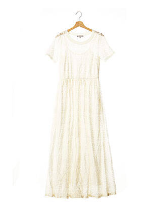 Robe longue manches courtes manches courtes beige CLO&SE femme