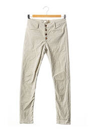 Pantalon slim taille élastique taille haute blanc ISLOW femme