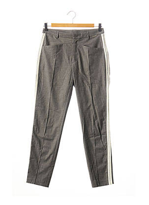 Pantalon chino broderie galons latéraux taille normale gris ONE STEP femme