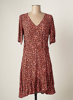 Robe mi-longue imprimé fantaisie manches courtes rose ONLY femme