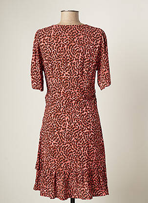 Robe mi-longue imprimé fantaisie manches courtes rose ONLY femme