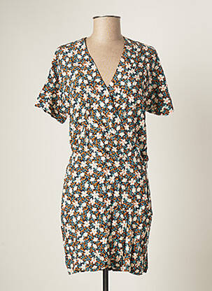 Robe mi-longue imprimé fleurs manches courtes bleu I.CODE (By IKKS) femme