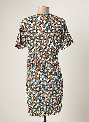 Robe mi-longue imprimé fleurs manches courtes bleu I.CODE (By IKKS) femme