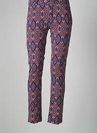 Pantalon chino fermeture zippée sous rabat avec crochet taille normale bleu ATELIER BOHÈME femme