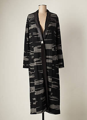 Manteau long coupe cintrée sans capuche noir CATY LESCA femme