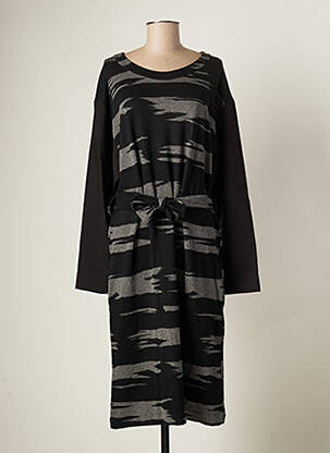 Robe mi-longue manches longues manches longues noir CATY LESCA femme