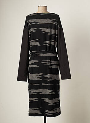 Robe mi-longue manches longues manches longues noir CATY LESCA femme