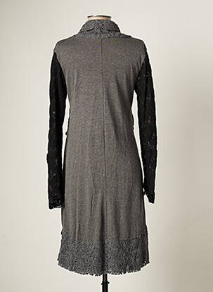 Robe mi-longue manches longues manches longues gris CATY LESCA femme