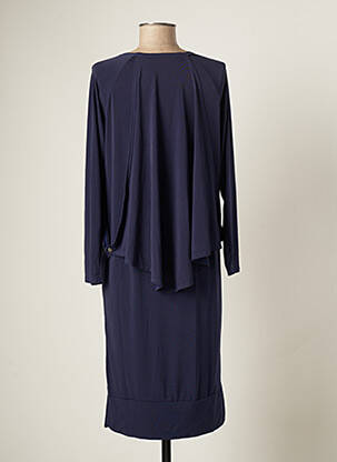 Robe mi-longue manches 3/4 manches 3/4 bleu CATY LESCA femme