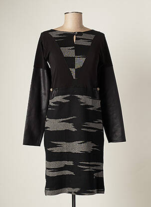 Robe mi-longue manches longues manches longues noir CATY LESCA femme