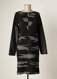 Robe mi-longue manches longues manches longues noir CATY LESCA femme