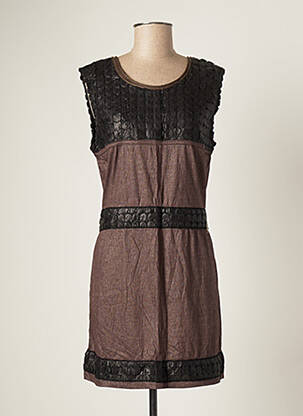 Robe courte sans manche sans manche marron BATISTAME femme