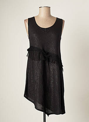 Tunique sans manche col rond noir CATY LESCA femme