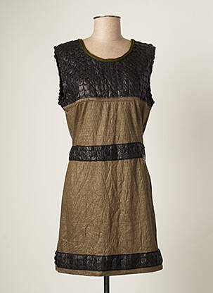Robe courte fermeture zippée au dos sans manche vert BATISTAME femme