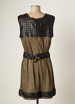Robe courte fermeture zippée au dos sans manche vert BATISTAME femme