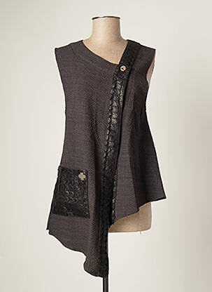 Gilet sans manche fermeture boutonnée sur le devant gris BATISTAME femme
