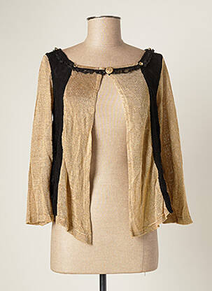 Gilet manches longues col rond beige CATY LESCA femme