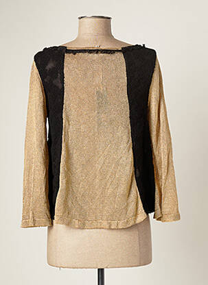 Gilet manches longues col rond beige CATY LESCA femme