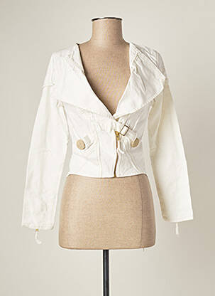 Veste en jean manches longues blanc CATY LESCA femme