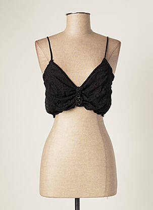 Top col v fines bretelles noir CATY LESCA femme