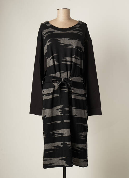 Robe mi-longue manches longues manches longues noir CATY LESCA femme