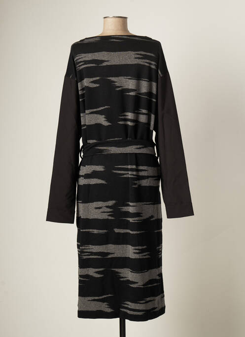 Robe mi-longue manches longues manches longues noir CATY LESCA femme