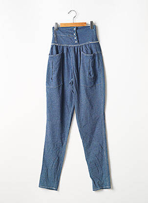 Pantalon droit stretch taille haute bleu CATY LESCA femme