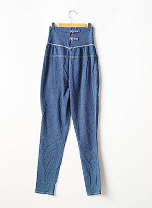 Pantalon droit stretch taille haute bleu CATY LESCA femme