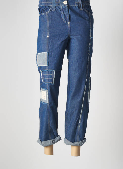 Pantalon 7/8 taille élastique taille normale bleu CATY LESCA femme