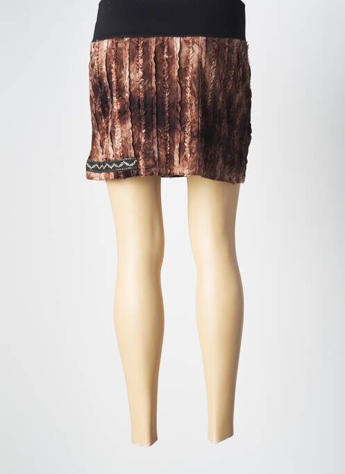 Jupe courte taille élastique marron CATY LESCA femme