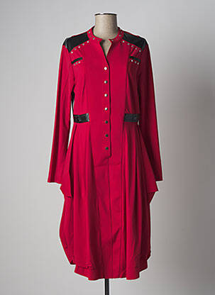 Robe mi-longue manches longues manches longues rouge LESLIE femme