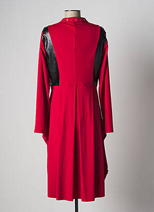 Robe mi-longue manches longues manches longues rouge LESLIE femme