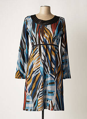 Robe mi-longue manches longues manches longues bleu LO! LES FILLES femme