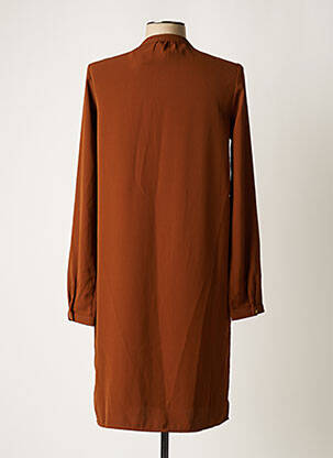 Robe mi-longue manches longues manches longues marron GEISHA femme