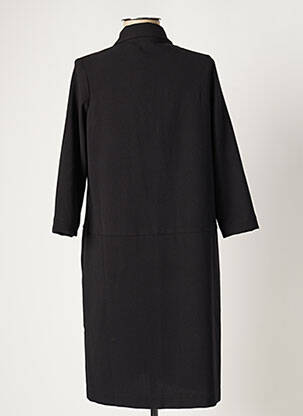 Robe mi-longue tissage crêpe manches longues noir NINATI femme